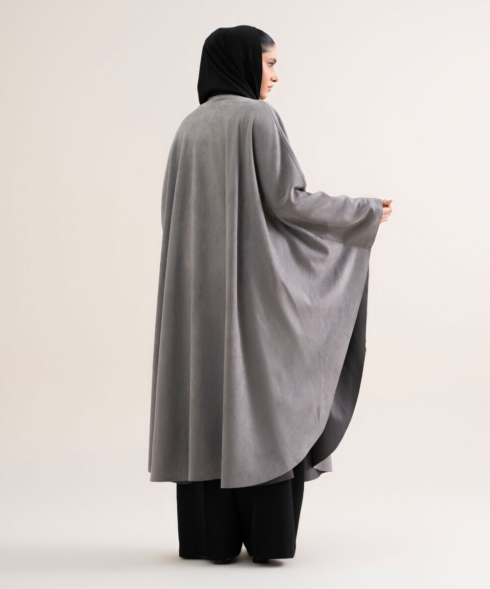 Women's Polyester Grey Kaftan Abaya Set