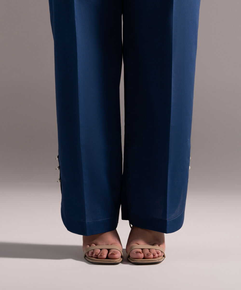 Women's RTW Cambric Solid Blue Shalwar