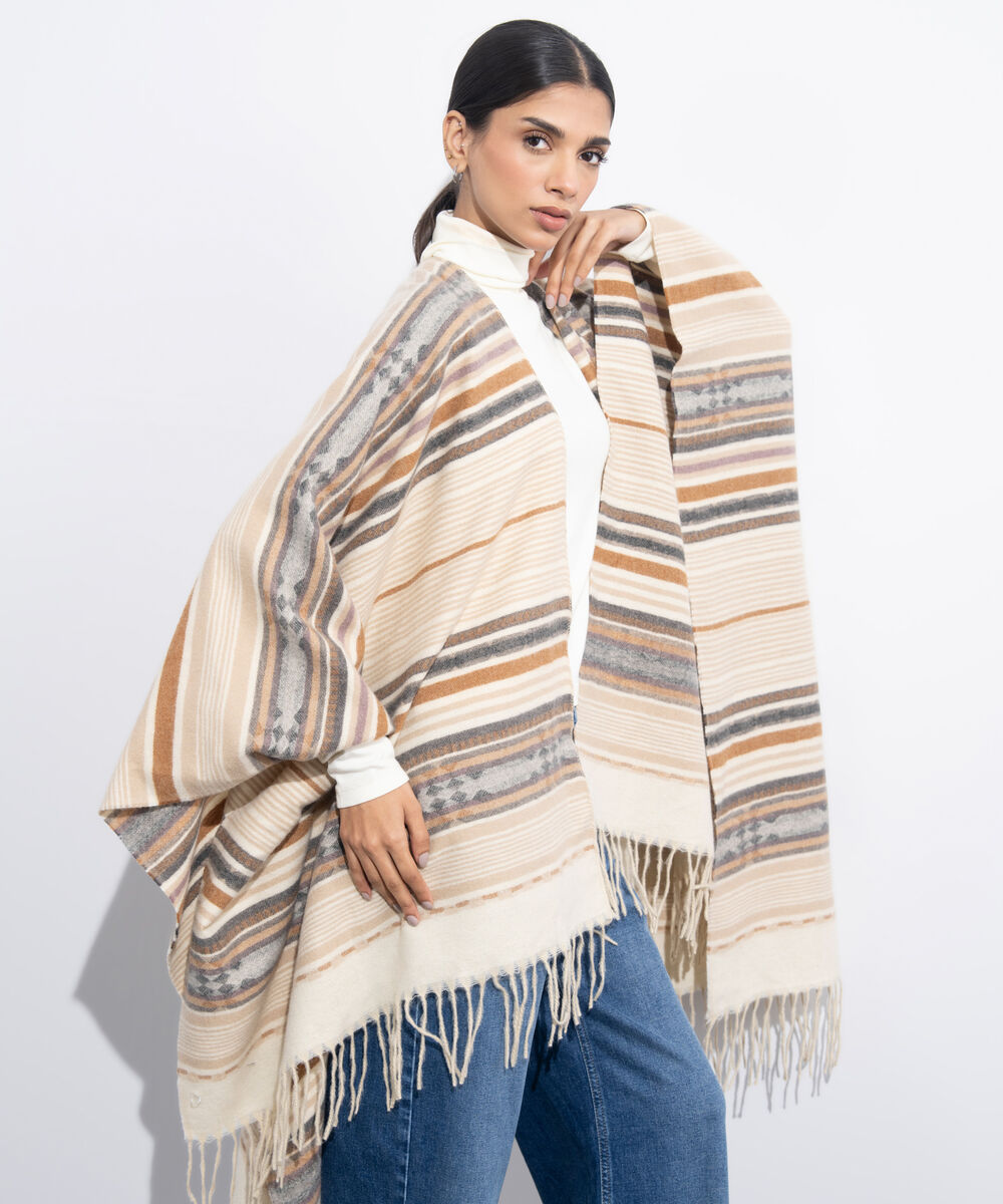Women's Western Wear Off White Cape Shawl