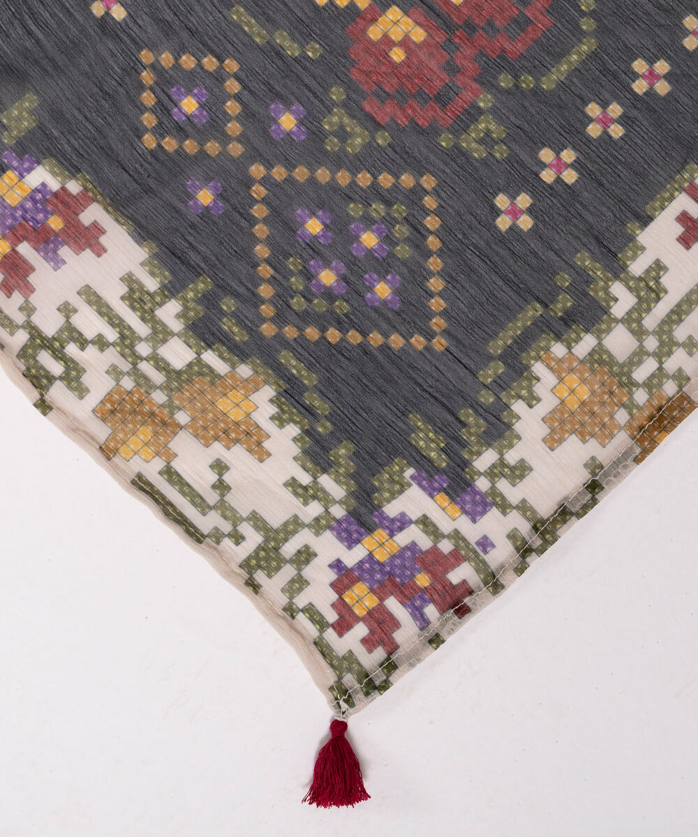 Blended Chiffon Printed Black Dupatta