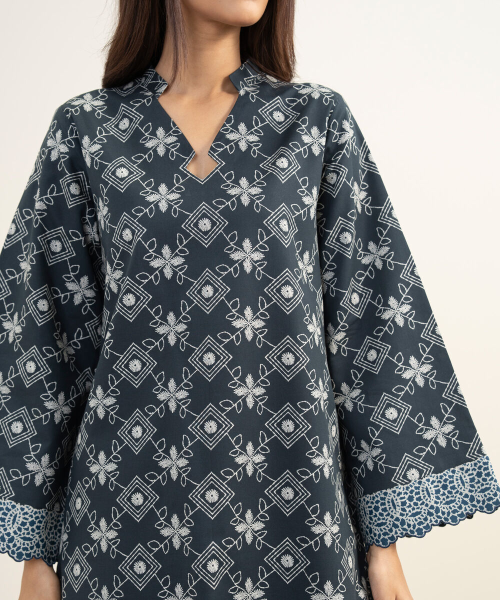 Women's Unstitched Lawn Printed Black 3 Piece Suit