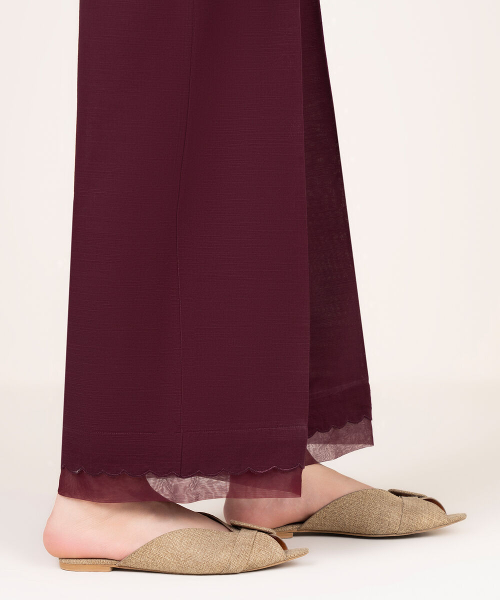 Women's RTW Khaddar Solid Maroon Culottes