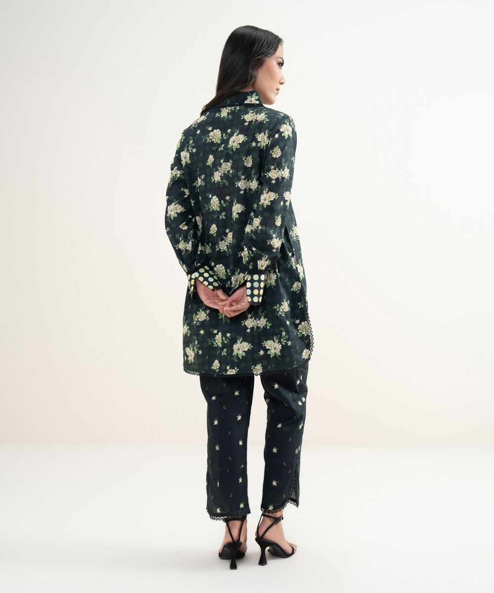 Women's RTW Lawn Printed Black Straight Shirt