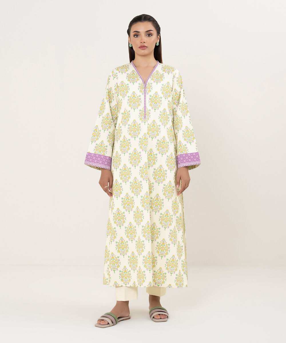 Women's Unstitched Cotton Printed Multi Shirt