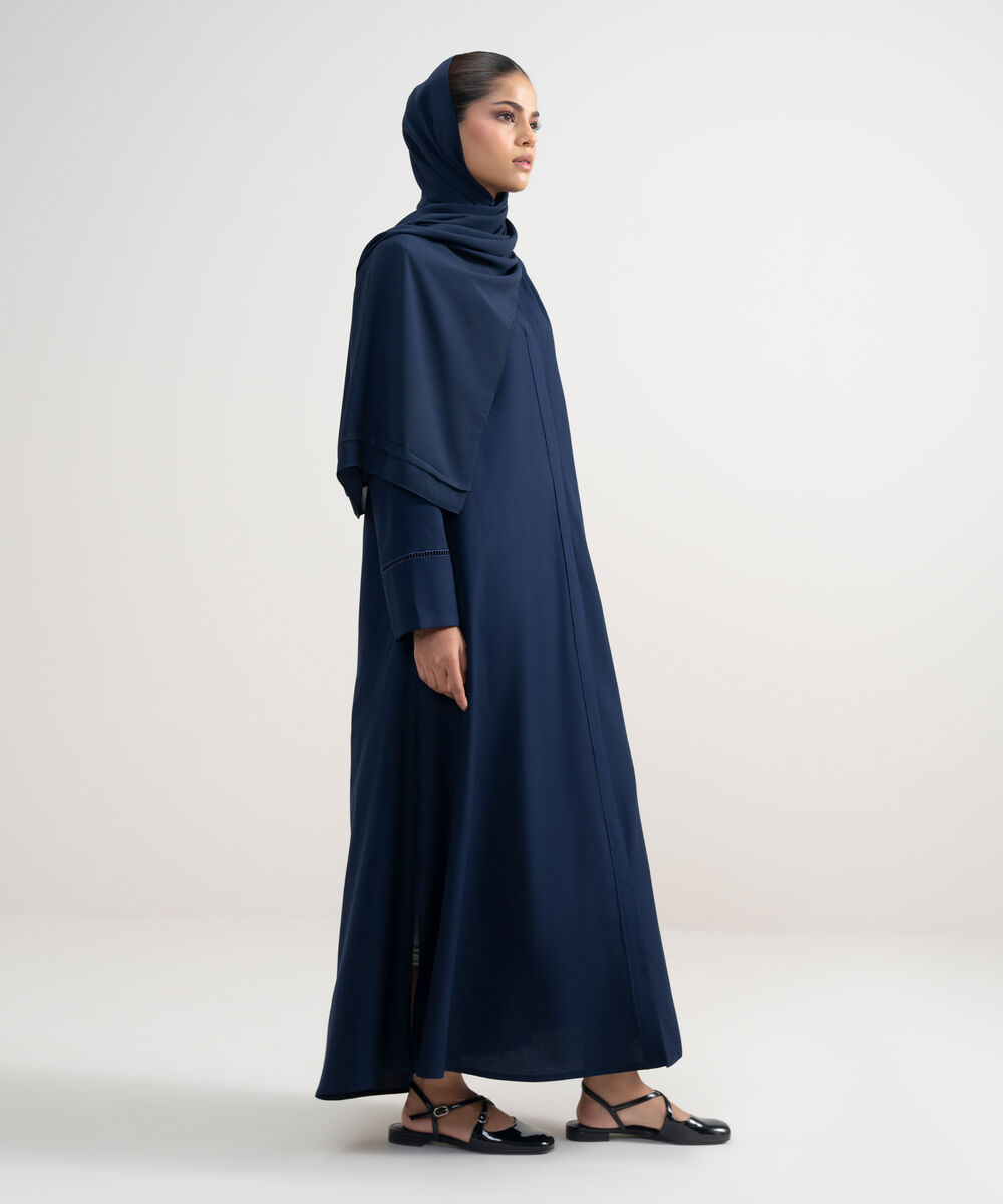 Women's Navy Button Through Regular Abbaya Set
