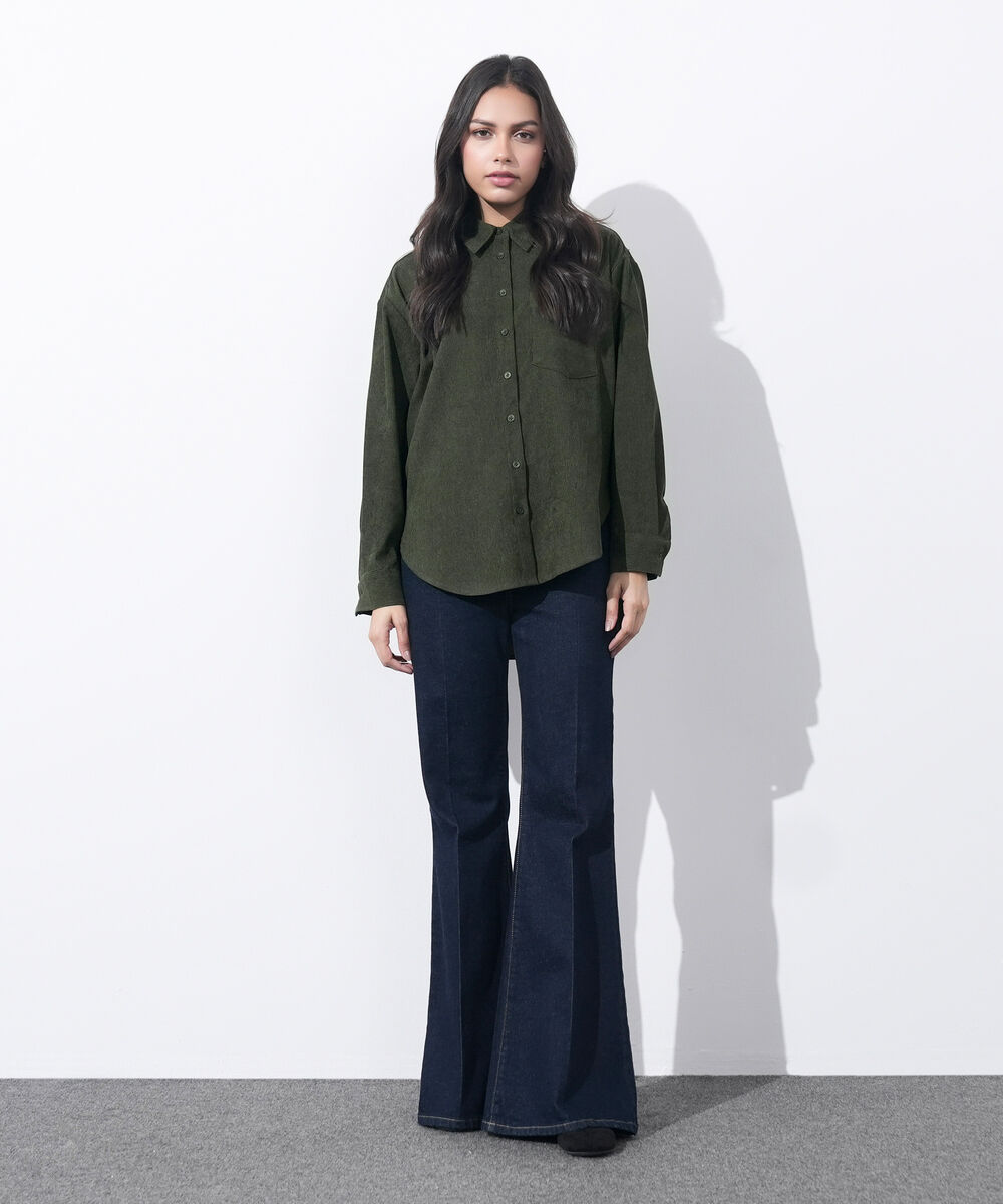 Women's Western Wear Pink Button Through Corduroy Shirt