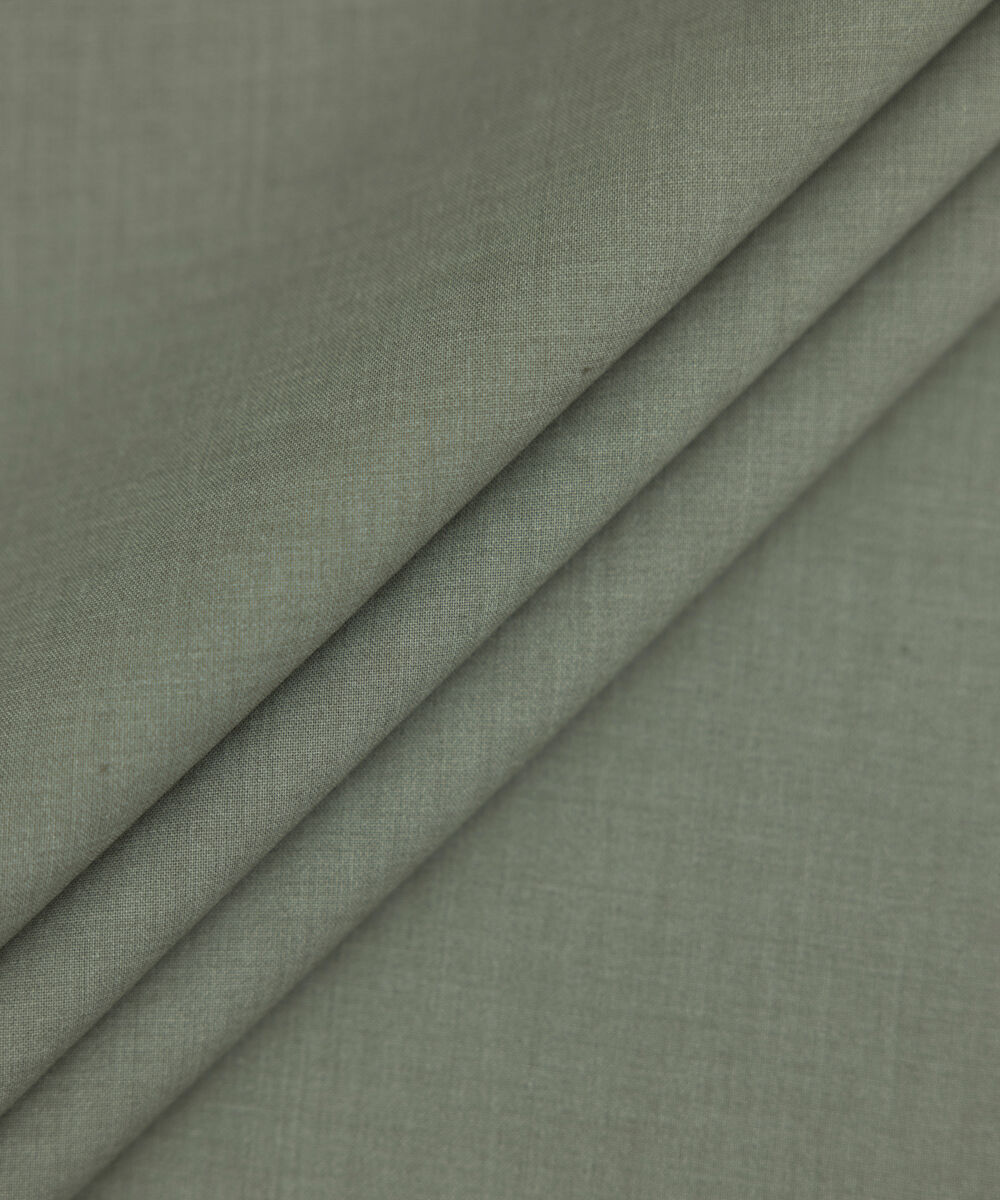 Men Unstitched Wash & Wear Olive Full Suit Fabric