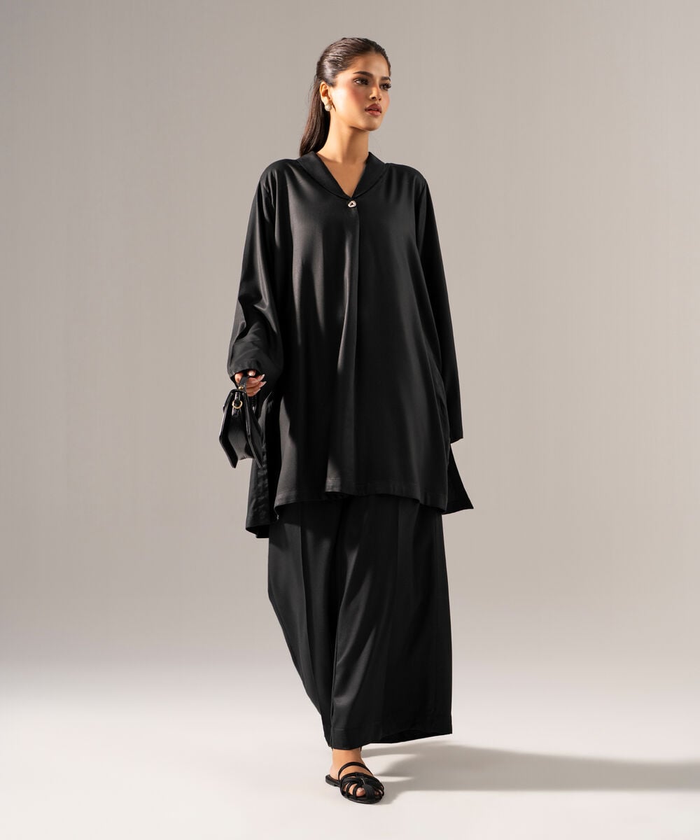 Women's RTW Bedford Solid Black 2 Piece Suit