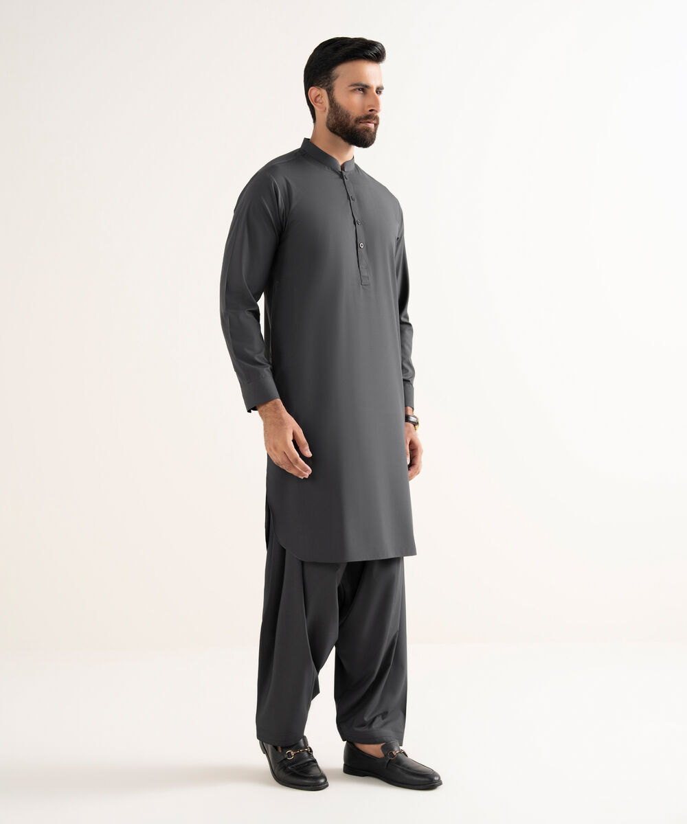 Men's 100% Cotton Plain Black Kameez Shalwar