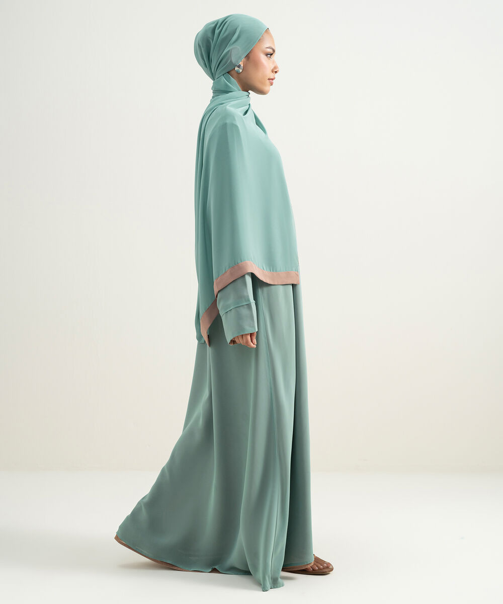 Women's Turquoise Reversible Abaya Set