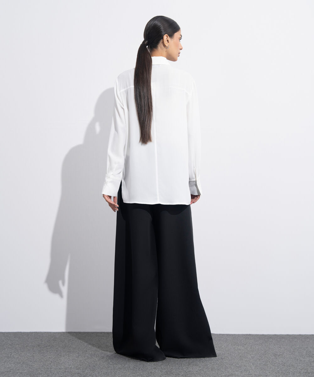 Women's Western Wear White Button Through Sheer Shirt