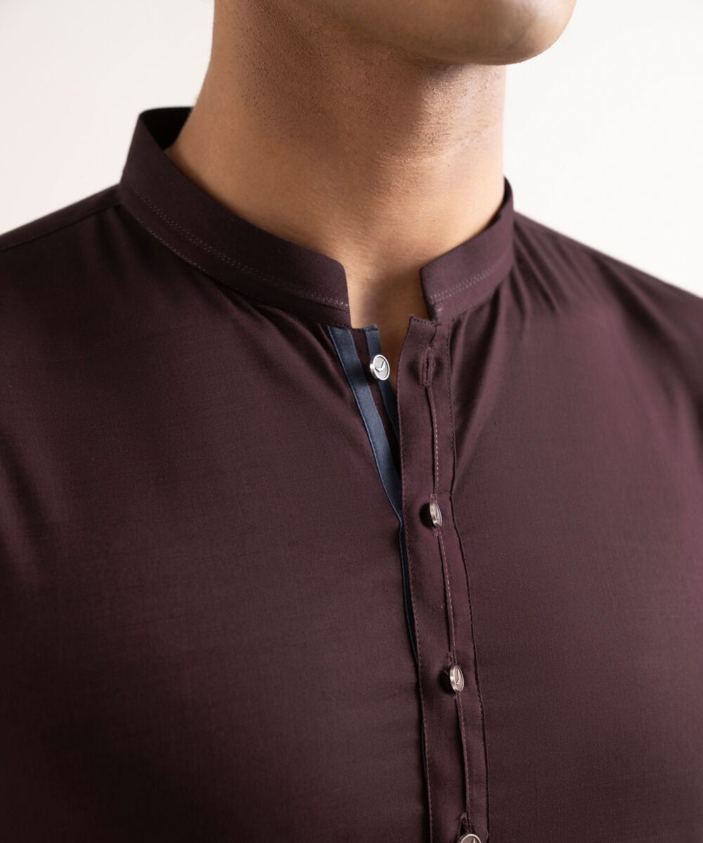 Men's Stitched Premium Cotton Maroon Suit