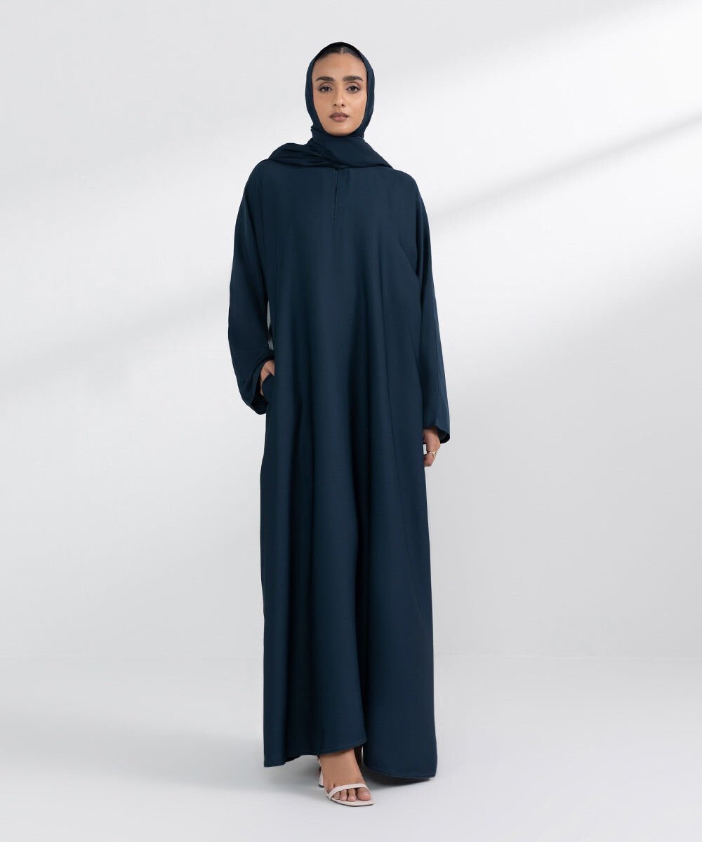 Basic Abaya Blue Front Open Abbaya