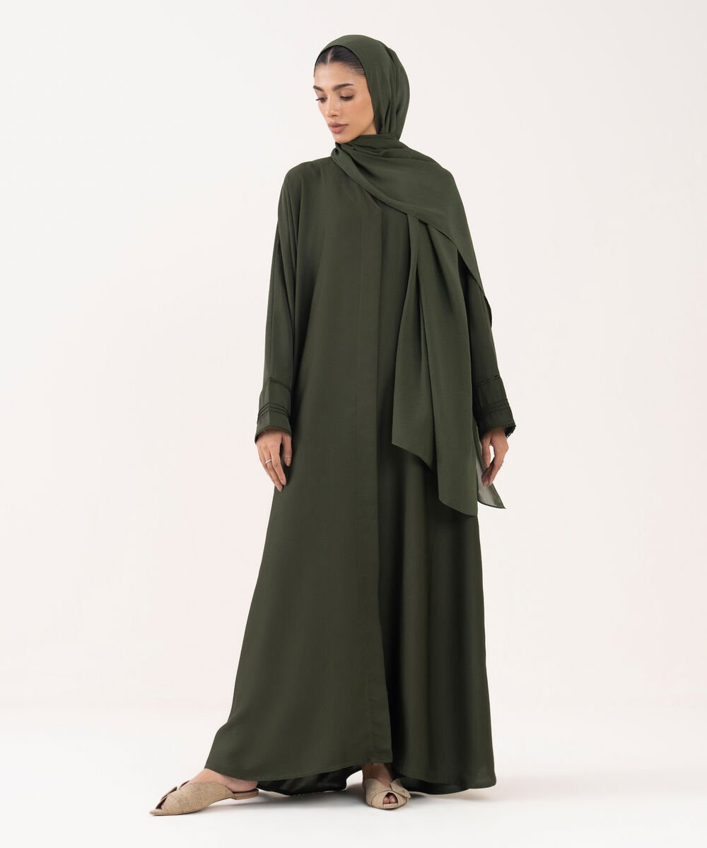 Women's Green Polyester Abaya