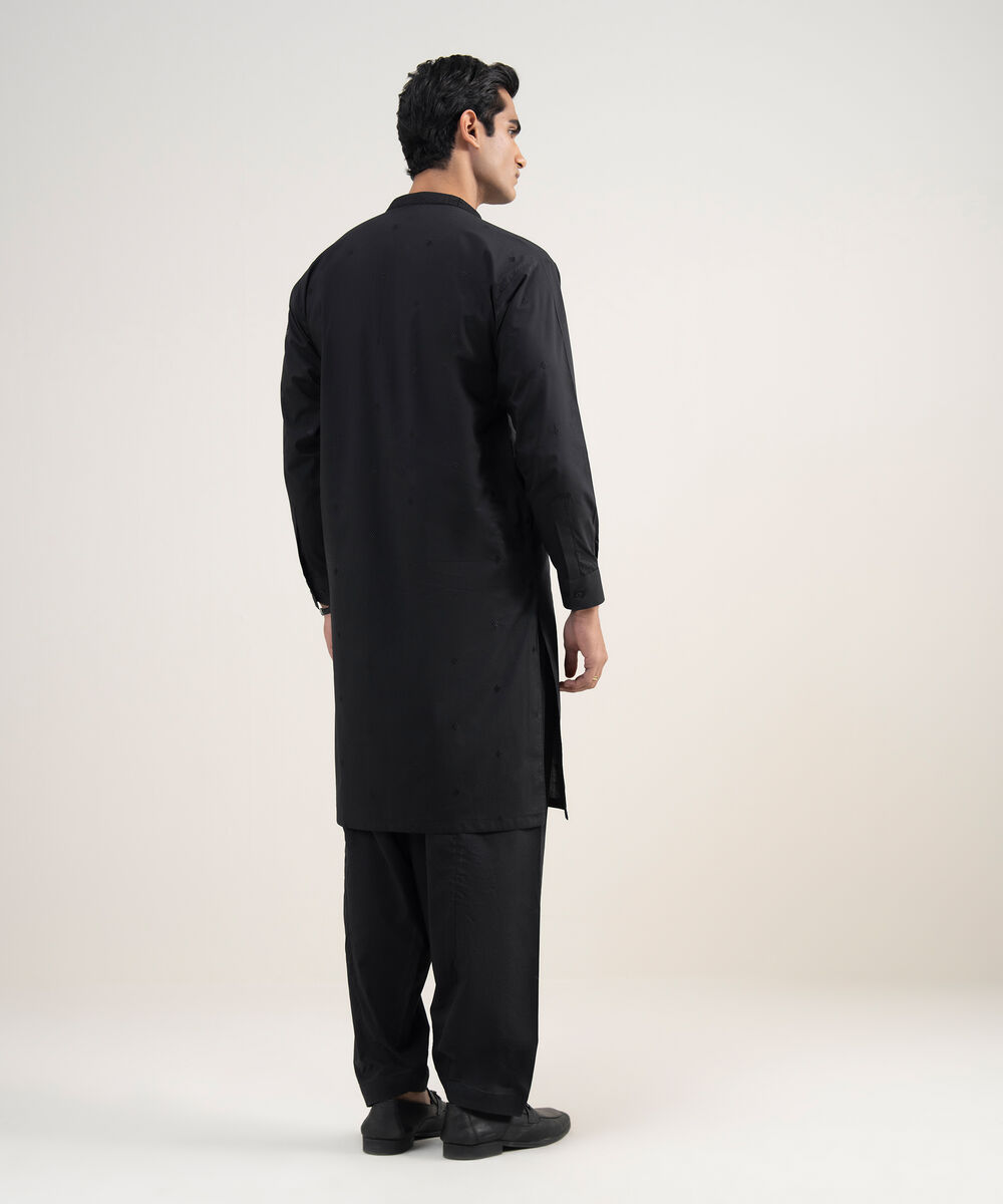 Men's Stitched Premium Cotton Black Suit
