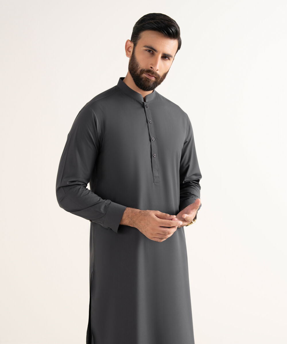 Men's 100% Cotton Plain Black Kameez Shalwar