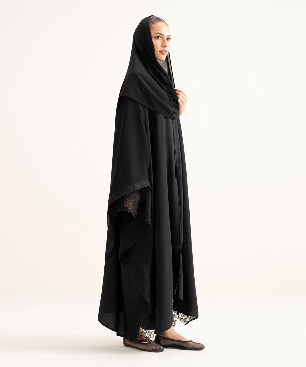Women's Black Cape Abbaya Set