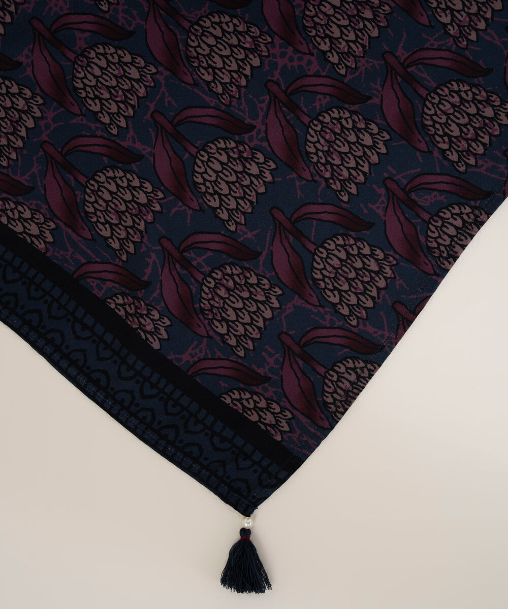 Printed Linen Blue Dupatta