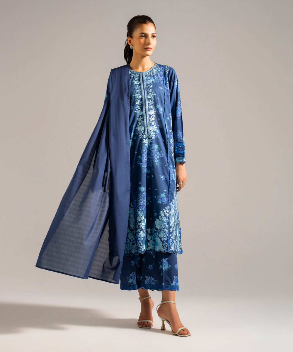 Textured Voile Solid Blue Dupatta