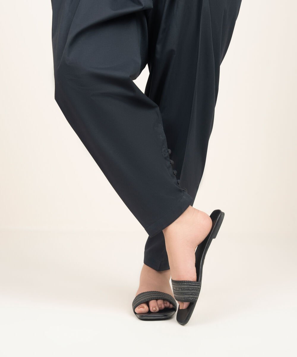 Women's RTW Lawn Solid Black Shalwar