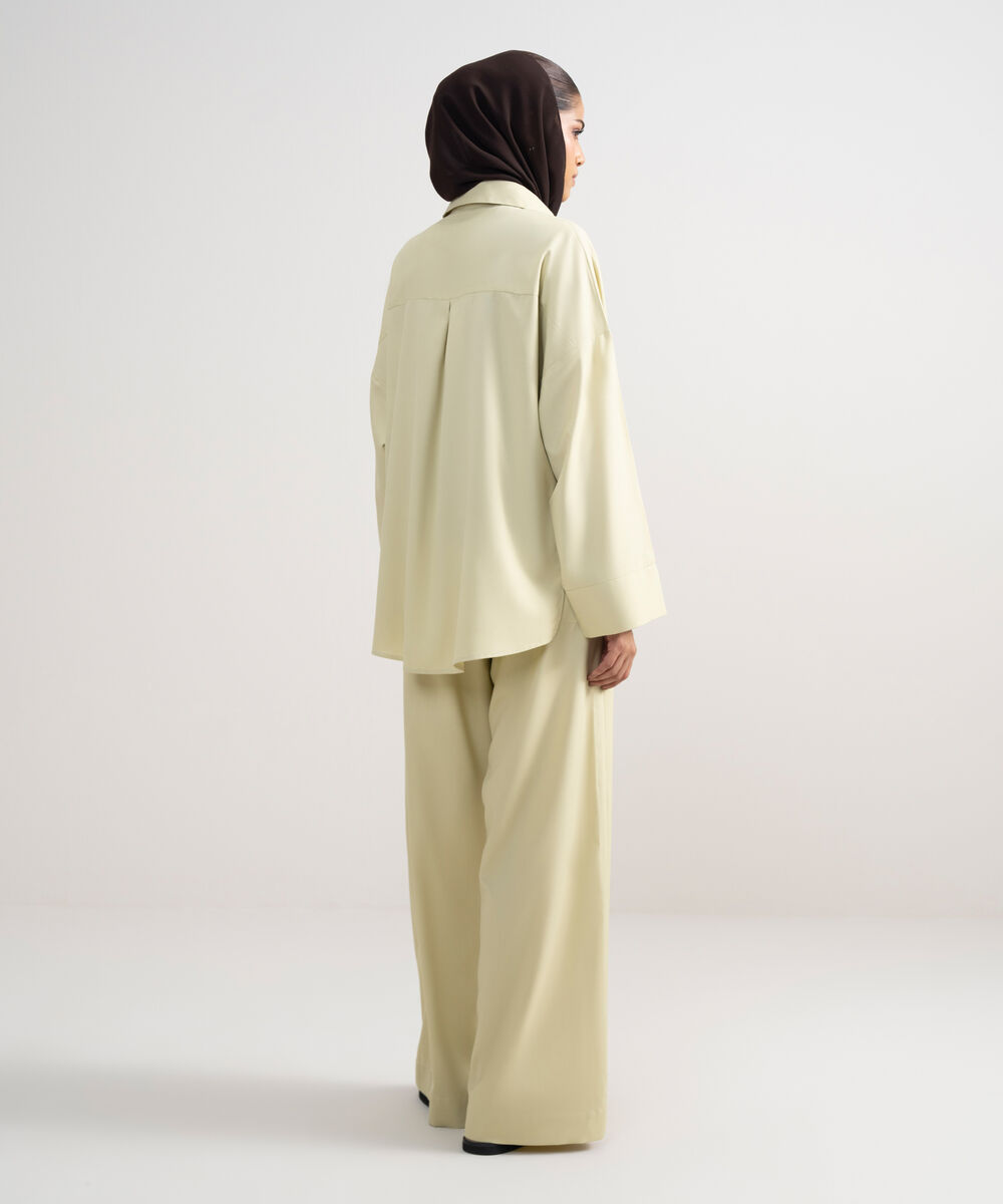 Women's Beige Oversize Button Down