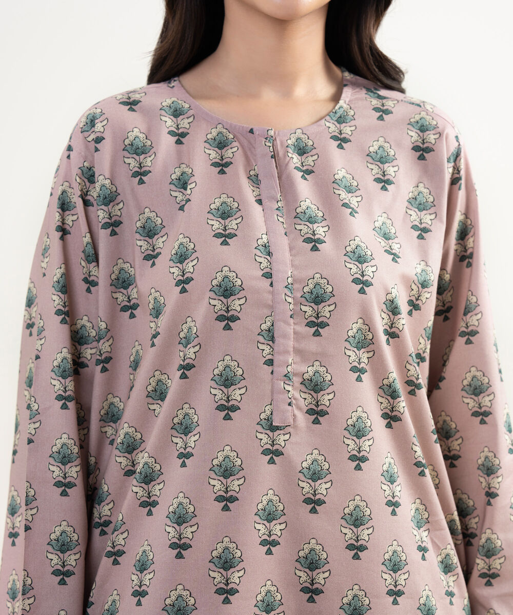 Women's RTW Cotton Viscose Embroidered Pink Straight Shirt