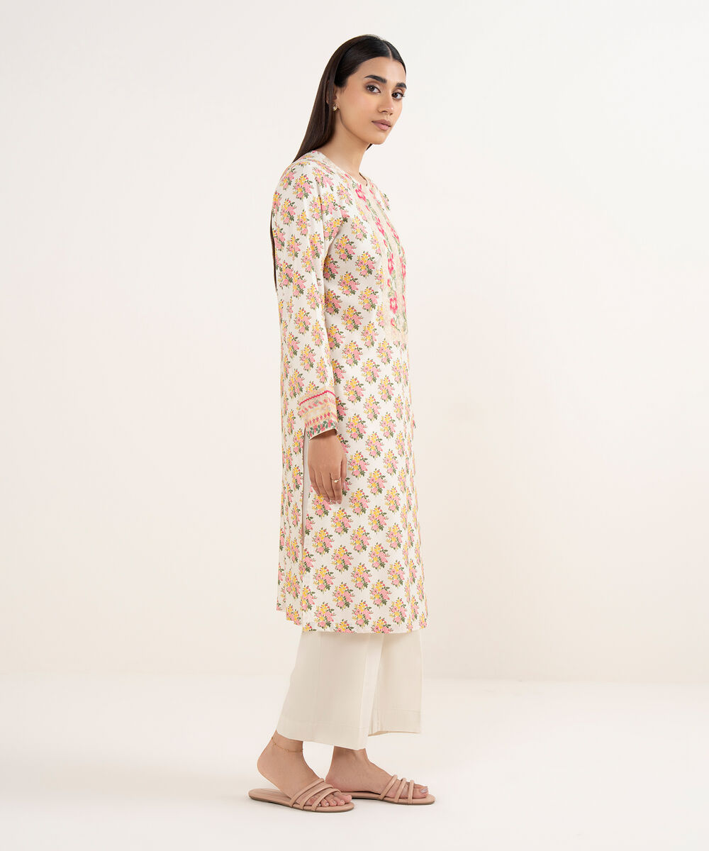 Women's RTW Lawn Multi Embroidered A-Line Shirt