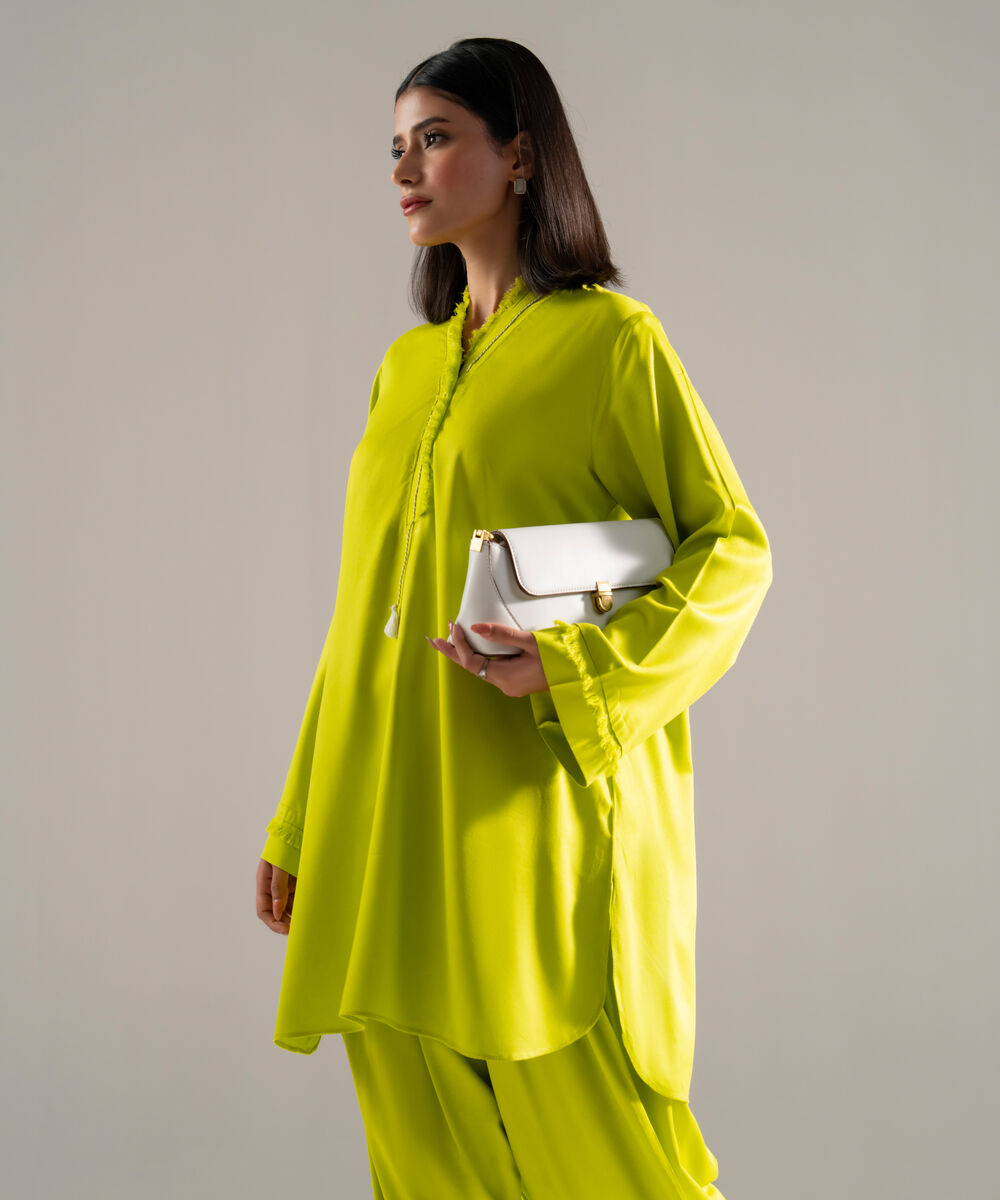 Women's RTW Bedford Solid Embroidered Green 2 Piece Suit