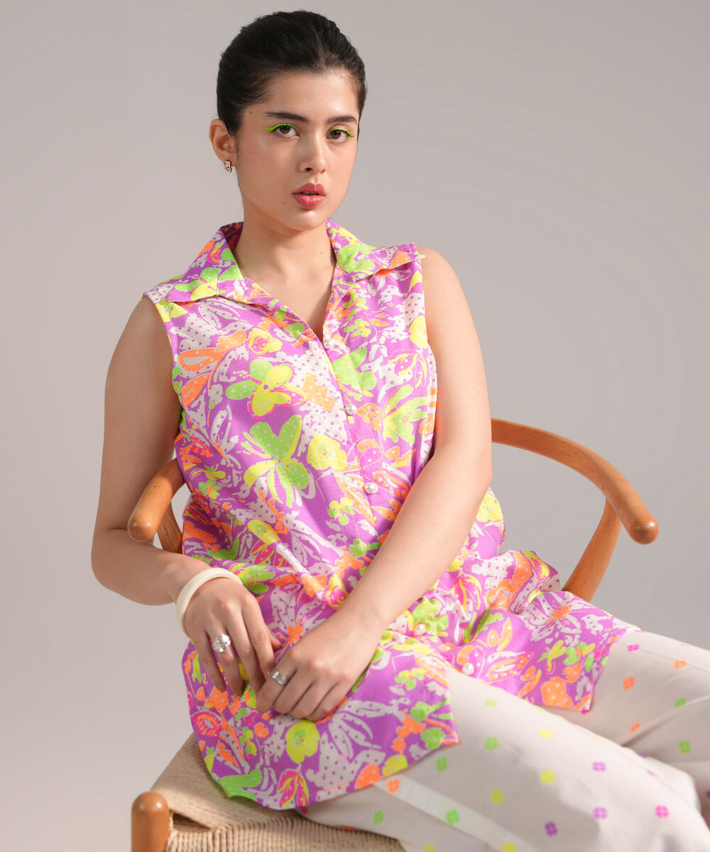 Women's RTW Dobby Printed Purple 2 Piece Suit