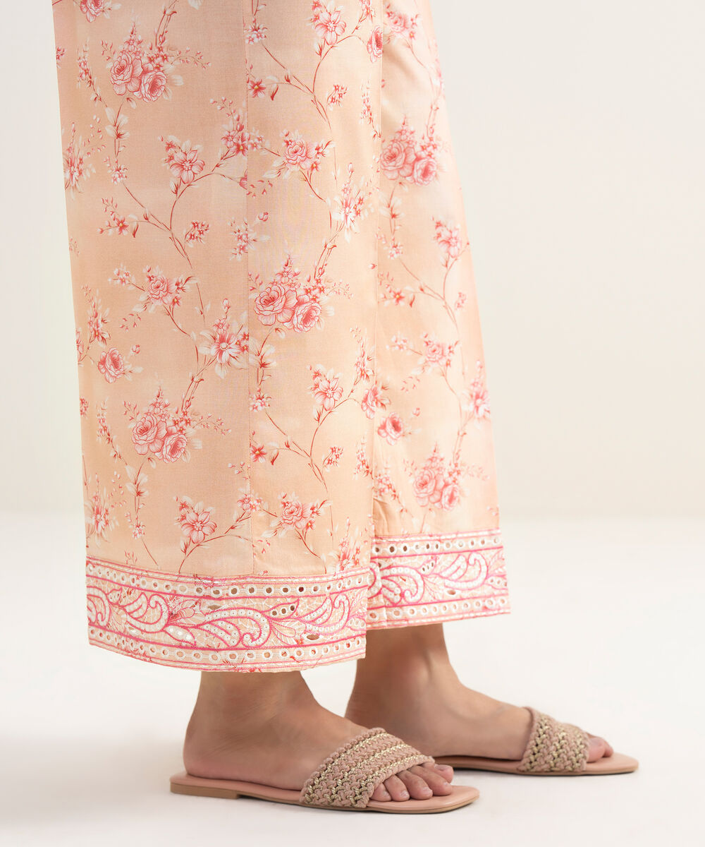 Women's RTW Cambric Embroidered Pink Culottes