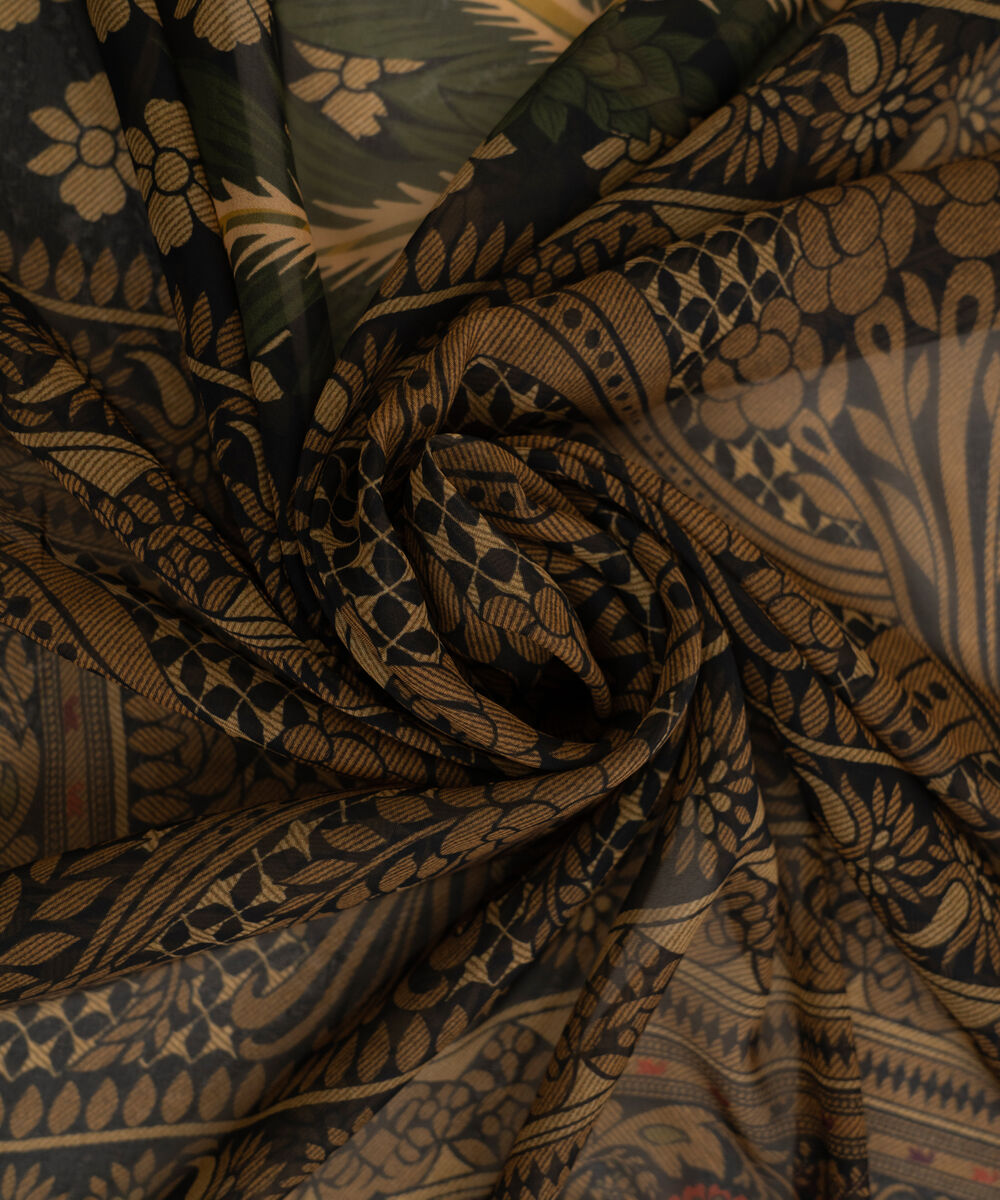 Women's RTW Blended Tissue Black Printed  Dupatta