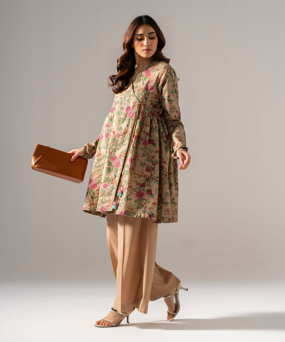 Women's RTW Cambric Printed Mauve Angrakha