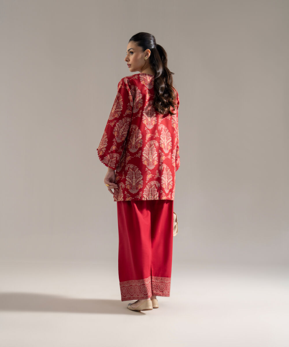 Women's RTW Khaddar Printed Maroon 2 Piece Suit