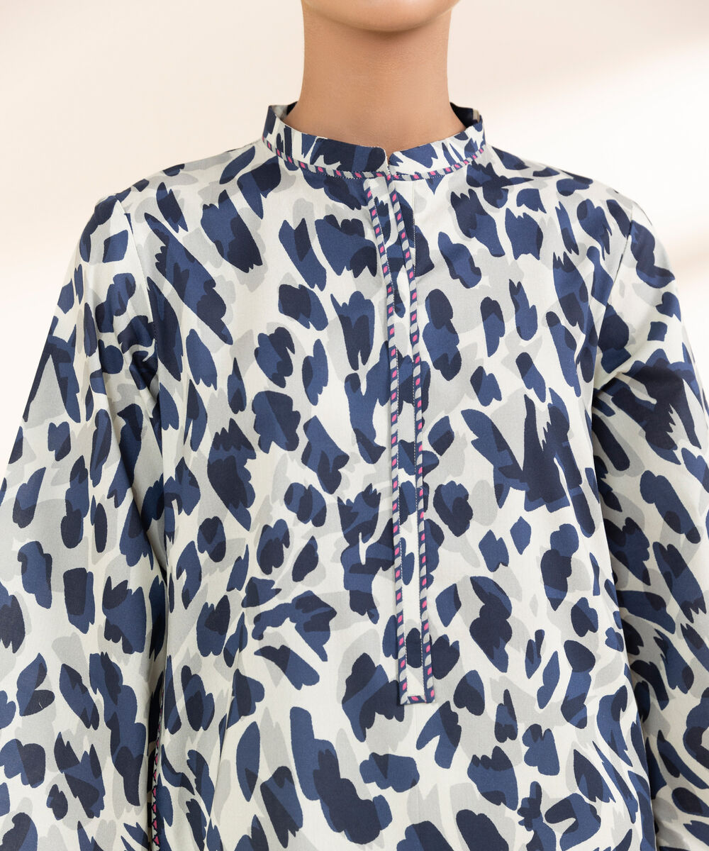 Women's Unstitched Lawn Printed Blue 2 Piece Suit