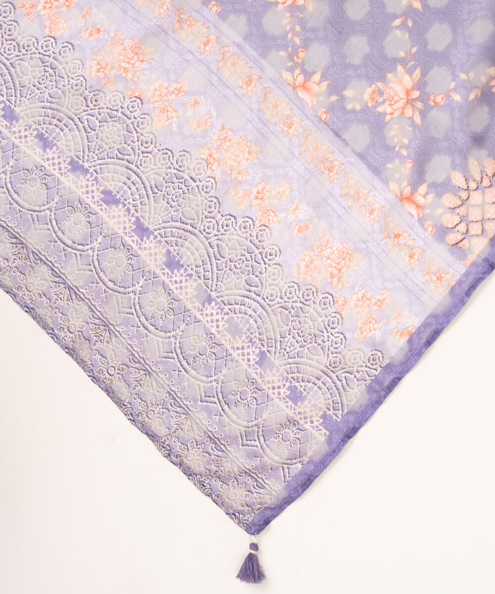 Brochea Jacquard Printed Purple Dupatta