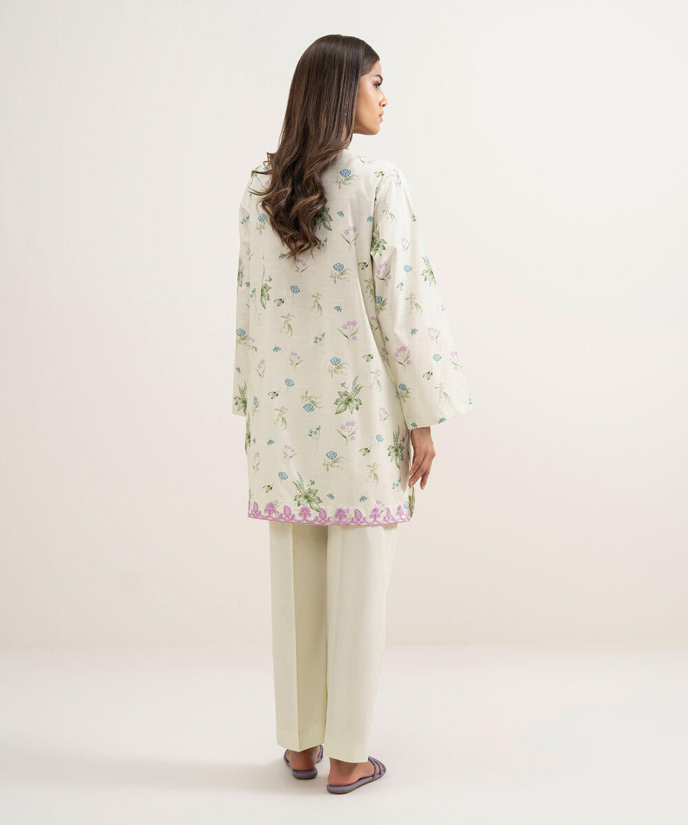 Women's RTW Cambric Embroidered Mint Green Straight Shirt