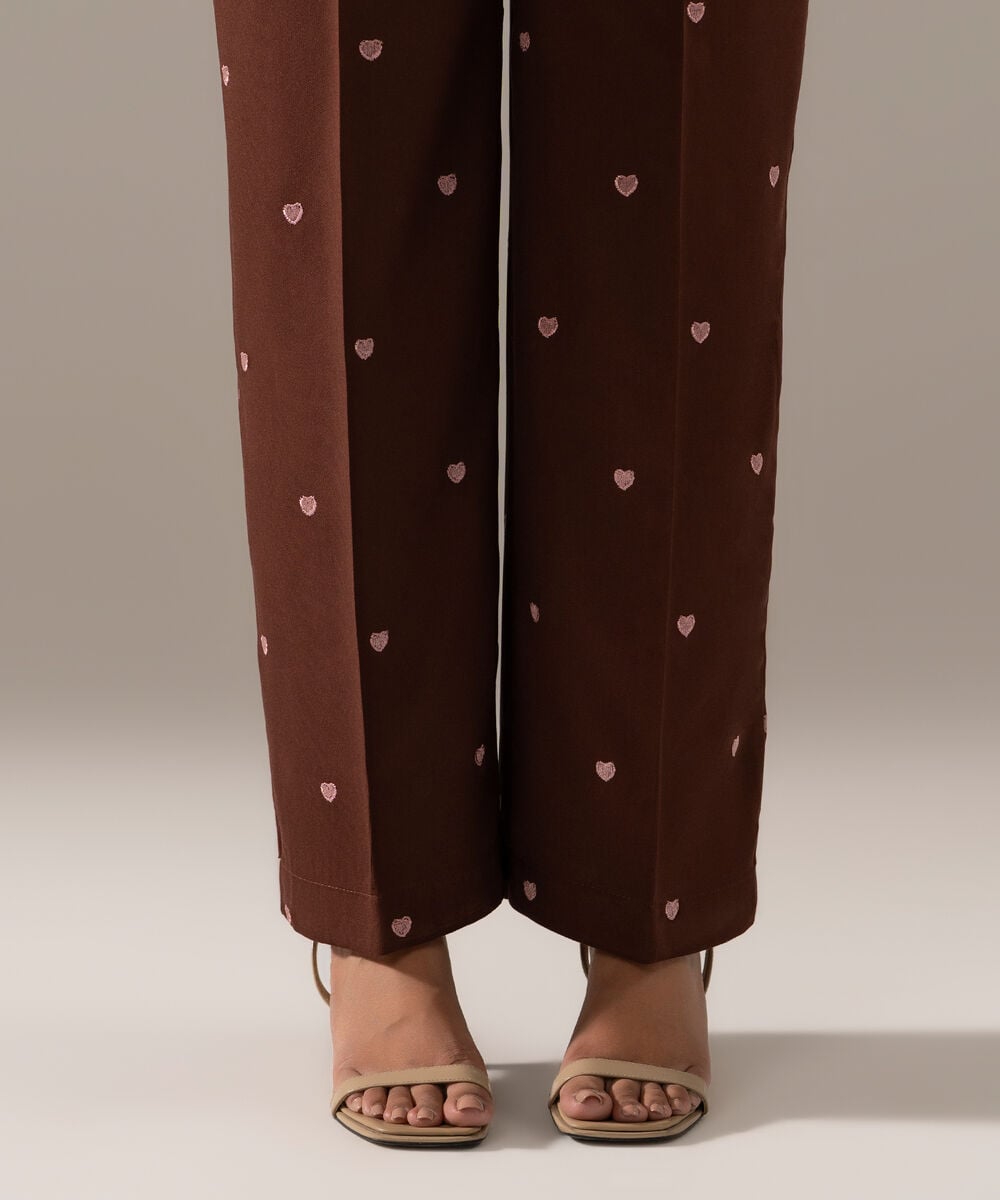 Women's RTW Bedford Solid Brown Farshi Shalwar