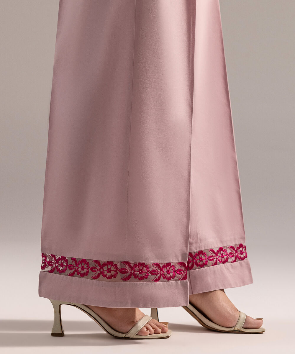 Women's RTW Cambric Embroidered Light Purple Culottes