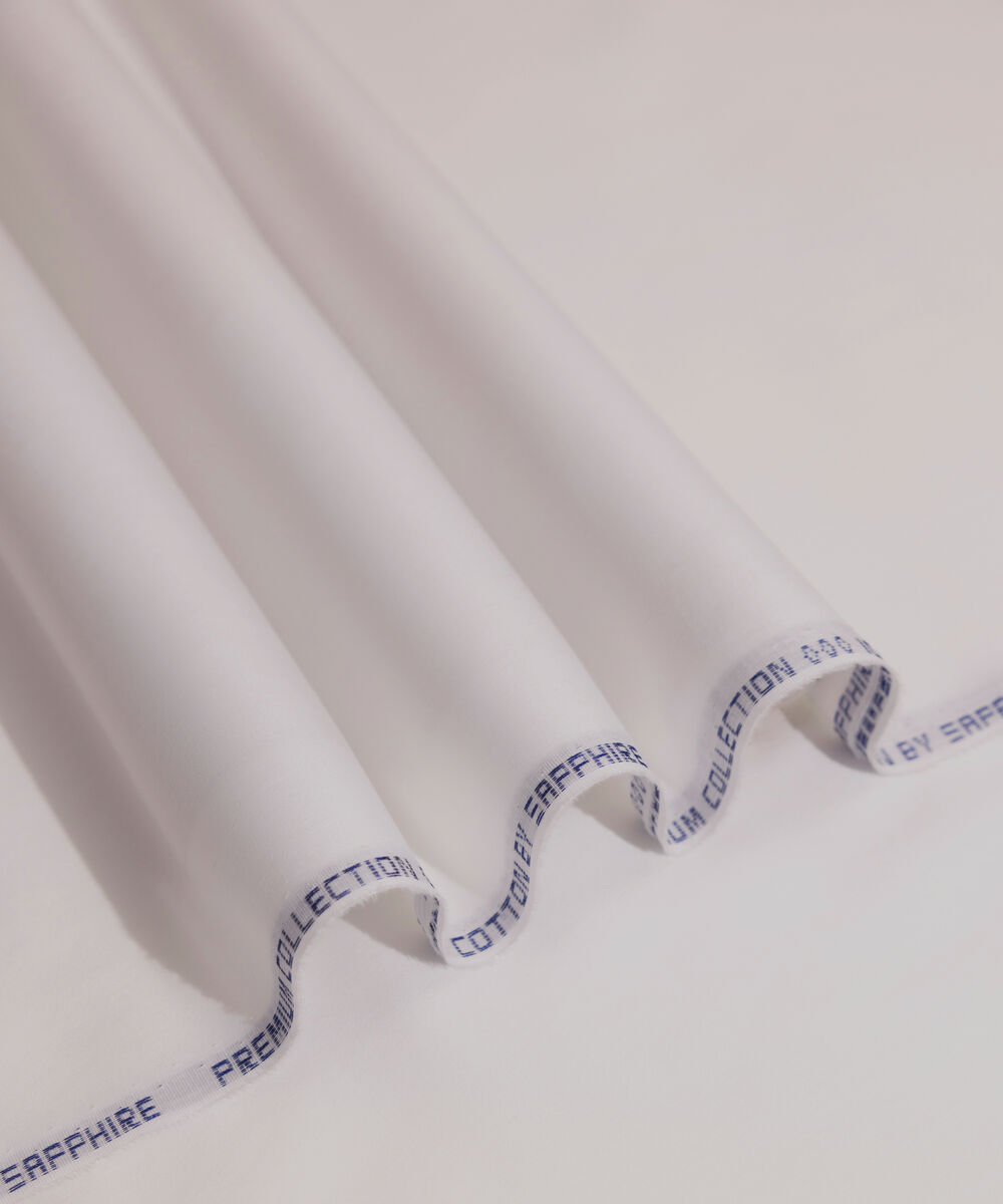 Men's Unstitched 2-Piece Premium Cotton Satin Off White Suit