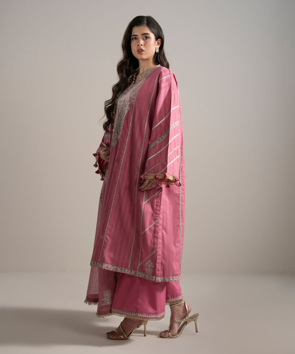 Women's RTW Leno Kara Embroidered Pink 3 Piece Suit