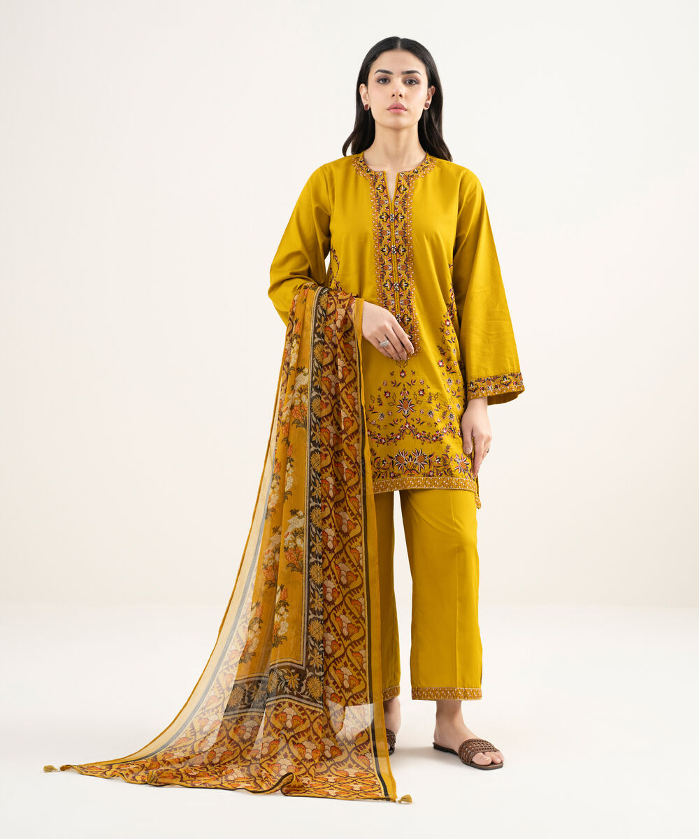 Blended Chiffon Printed Mustard Dupatta