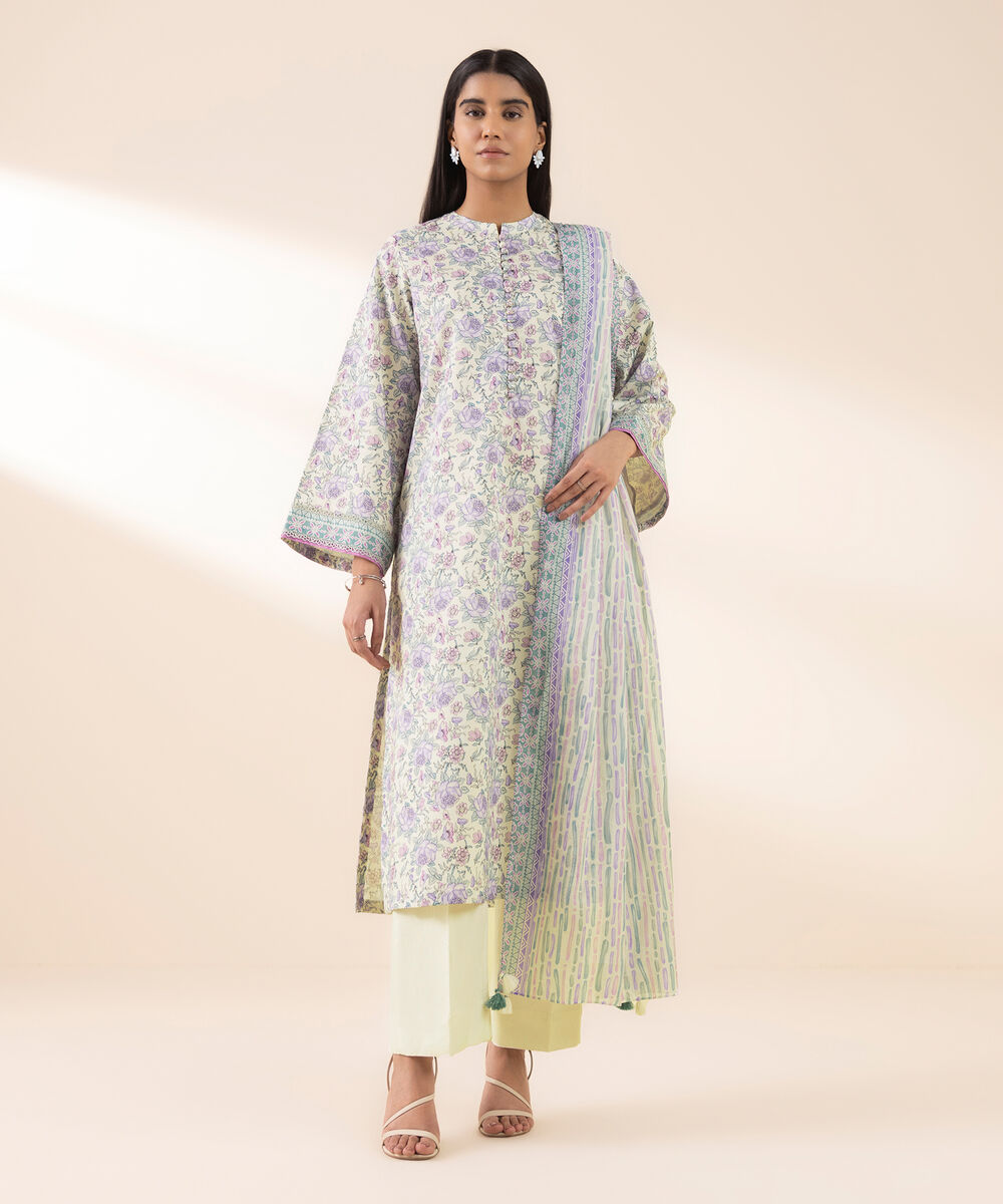 Women's Unstitched Lawn Printed Multi 3 Piece Suit