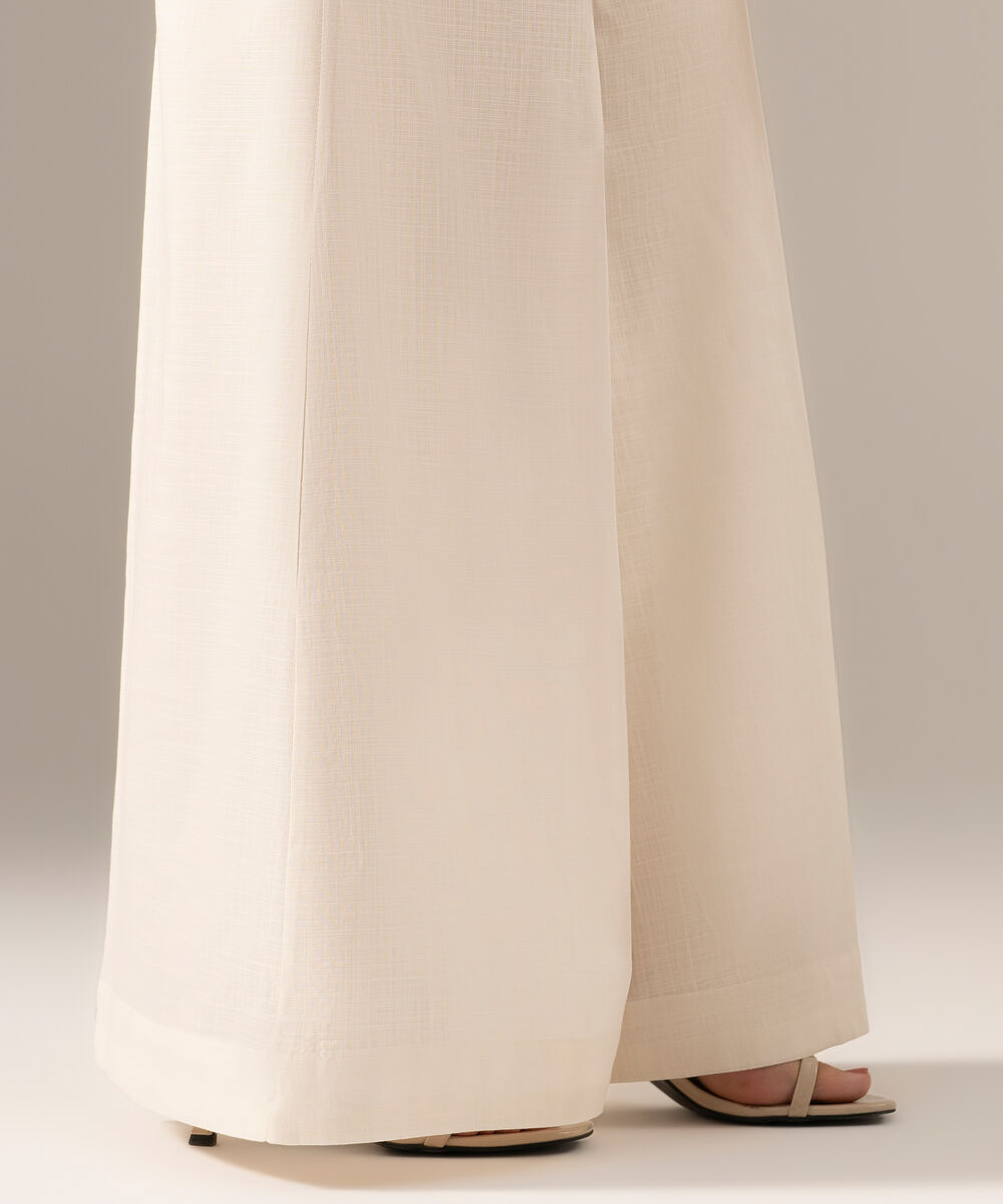 Women's RTW Crosshatch Solid Blue Flared Pants
