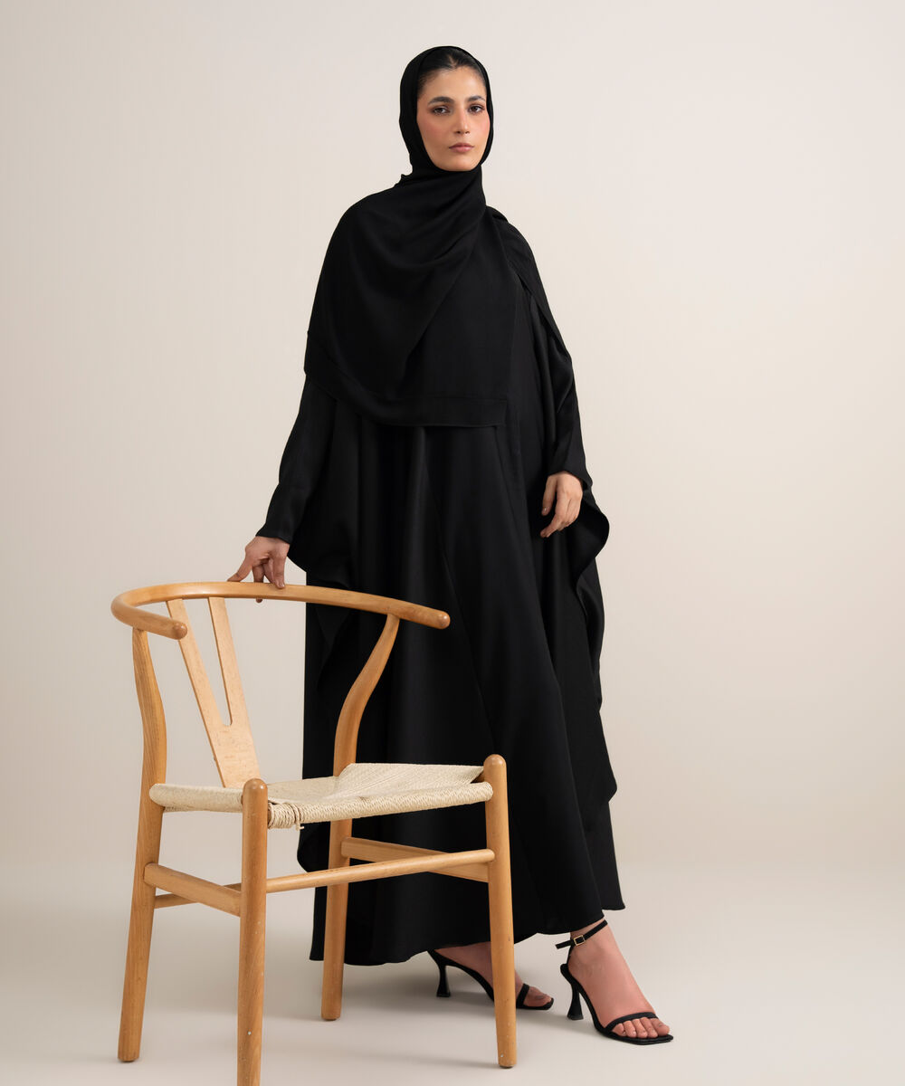 Women's Black Kaftan Abaya Set