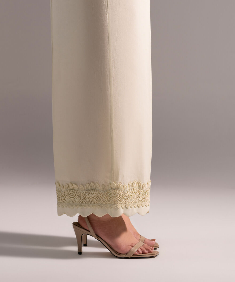 Women's RTW Cambric Solid Off White Culottes