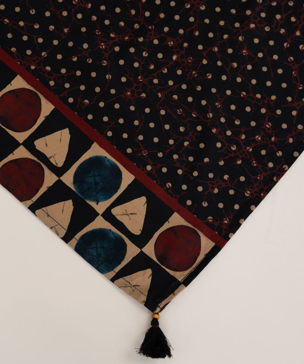 Printed Linen Black Dupatta