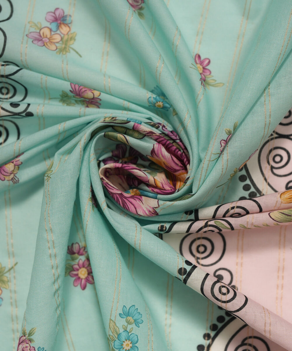 Zari Lawn Printed Light Blue Dupatta