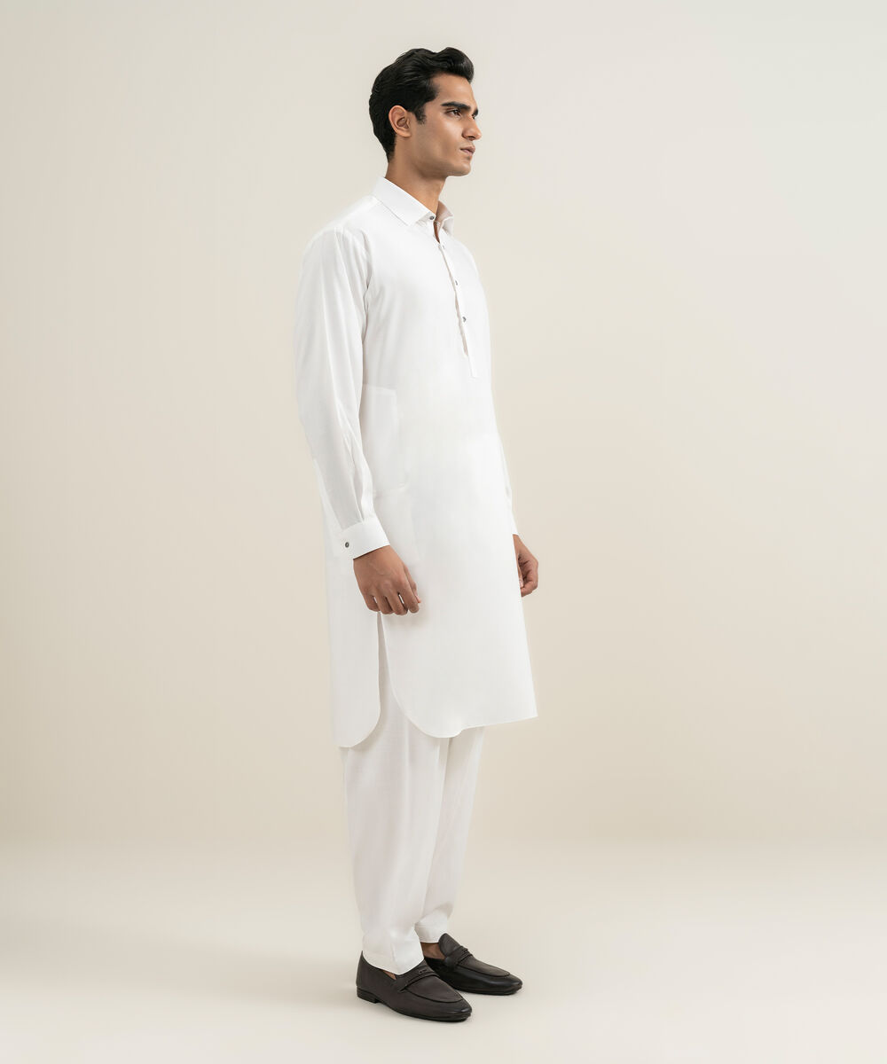 Men's Stitched Off White Kurta Shalwar