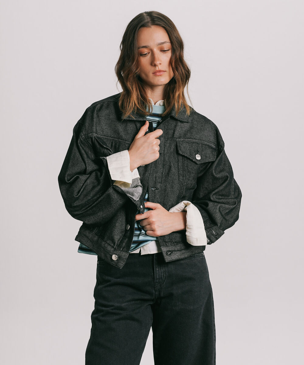 Women's Western Wear Black Denim Trucker Jacket