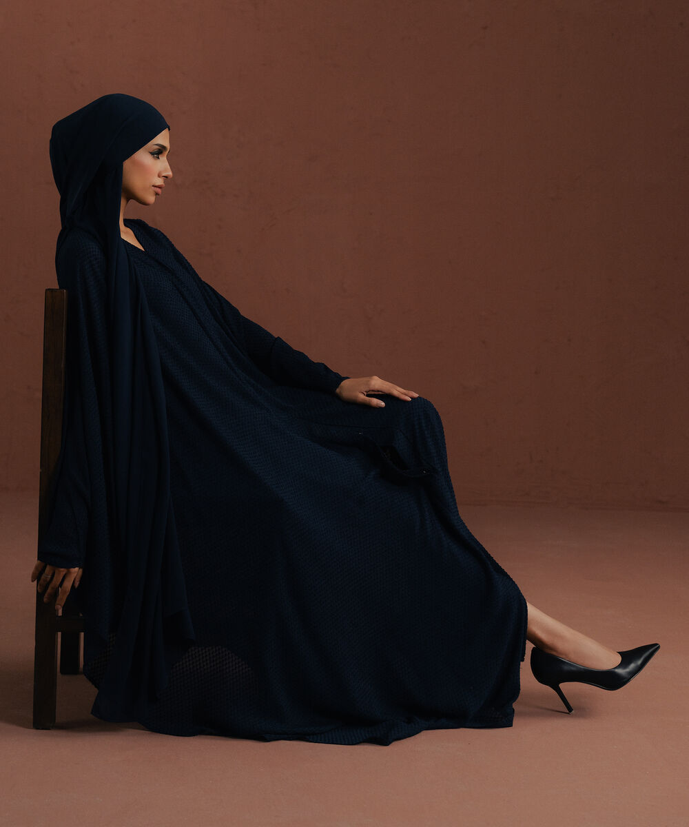 Women's blue kaftan Abaya set